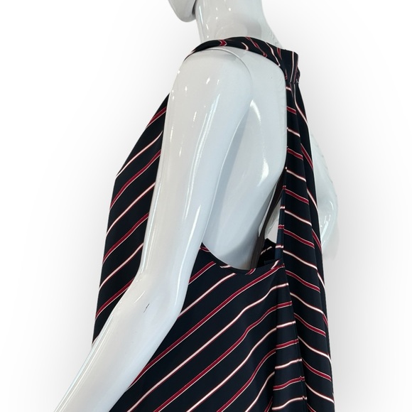 Summery Striped Trapeze Flowy Hi Low Maxi Dress - Picture 7 of 10